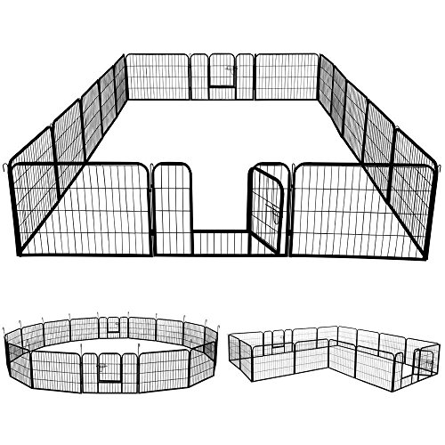 Yaheetech Recinto per Cani Conigli Animali Cuccioli da Interno Esterno Giardino in Ferro Recinzione Rete Metallica 16 pz 80 x 60 cm