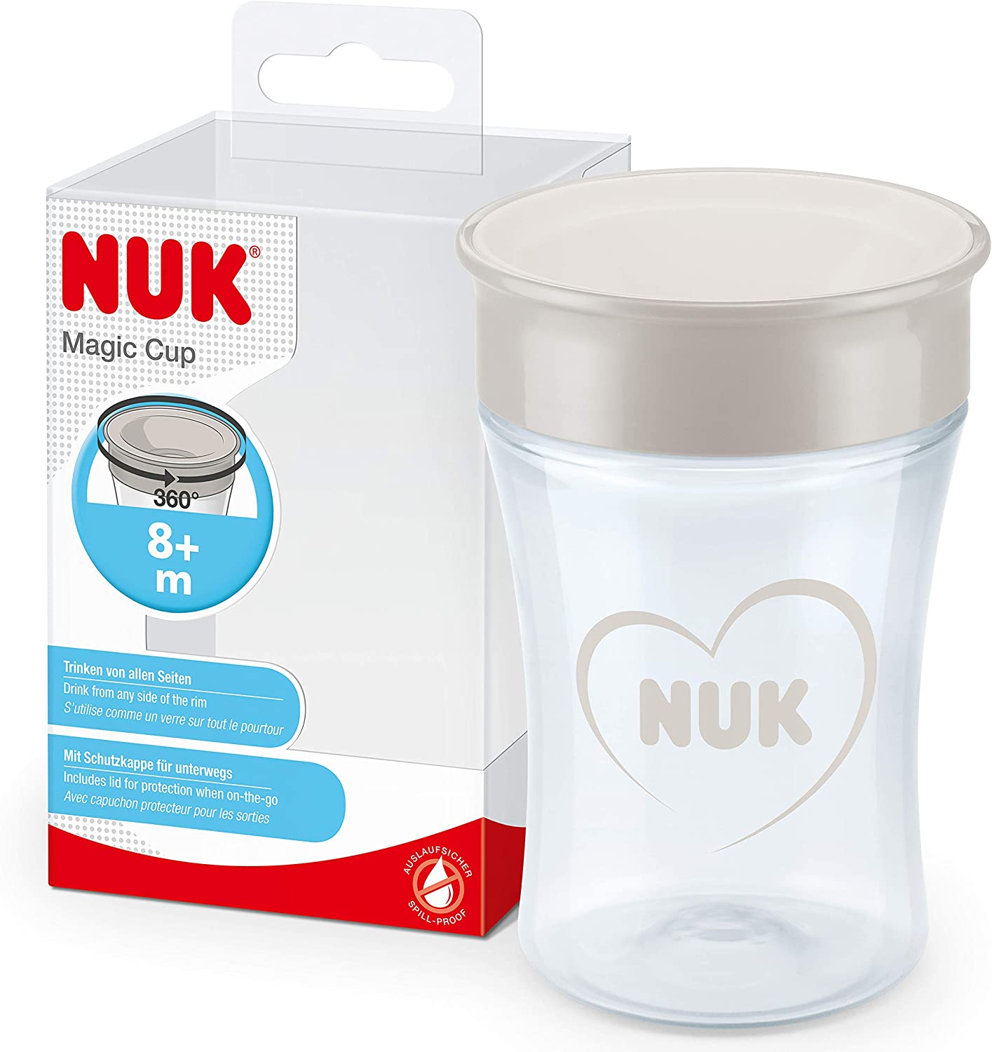NUK Magic Cup bicchiere antigoccia | Bordo anti-rovesciamento a 360° | 8+ mesi | Senza BPA | 230 ml | Tigre (blu)