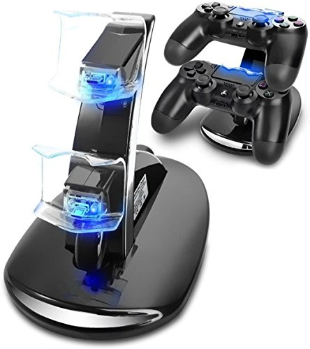 Ozvavzk PS4 Docking Station,Controller doppio Station con LED Compatibile PS4,Playstation 4,PS4 Slim/Pro Controller gamepad wireless.