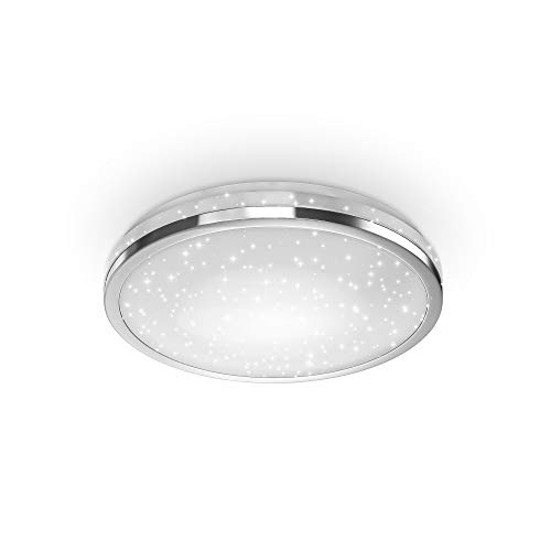 B.K.Licht Lampada da soffitto LED, decoro a cielo stellato, plafoniera luce bianca 4.000K, 900Lm, Ø21.9cm, LED integrati 10W, lampadario a risparmio energetico per camera da letto, plastica, IP20