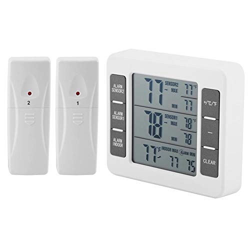 Termometro per frigorifero Display digitale wireless Congelatore Termometro per frigorifero Termometro per frigorifero con sensore 2 pezzi e allarme min/max