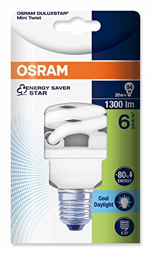 Osram Lampada Fluorescente Compatta E27, 20 W, Bianco Freddo, Spirale
