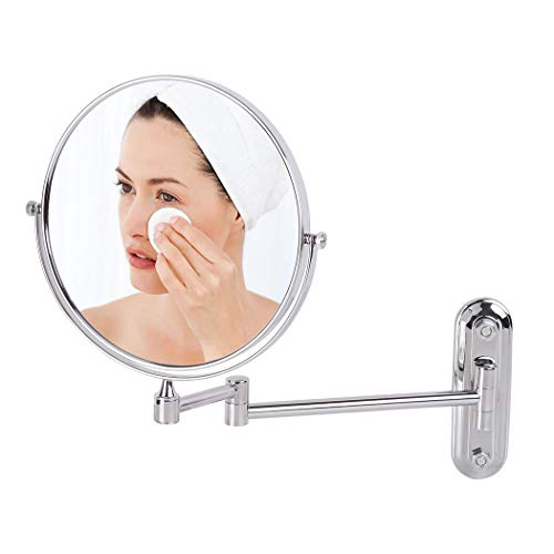 Wisfor 10X Specchio Estensibile Ingranditore da Trucco con Braccio, Illuminato Portatile Specchio a Parete Tondo Pieghevole Makeup Professionale Touch Screen 360° Girevole