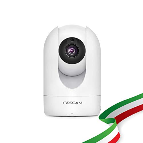 Foscam R2M Telecamera IP di videosorveglianza WiFi. Telecamera da interno wireless ad alta risoluzione 2MP con Pan/Tilt. Compatibile con Alexa.