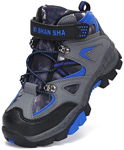 Mishansha Scarpone Trekking Bambini Antiscivolo Scarponi da Montagna Ragazzi Scarpa da Escursionismo Ragazze Leggeri Scarpe Invernali Brandeis Blu Gr.32