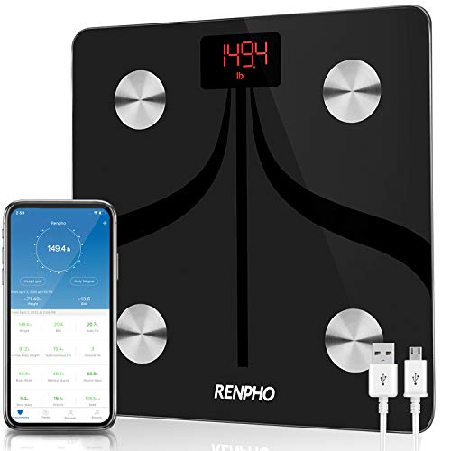 RENPHO Bilancia Bluetooth Digitale con App, USB Ricaricabile Bilancia Pesapersone Analisi Della Composizione Corporea, Peso Corporeo, BMI…