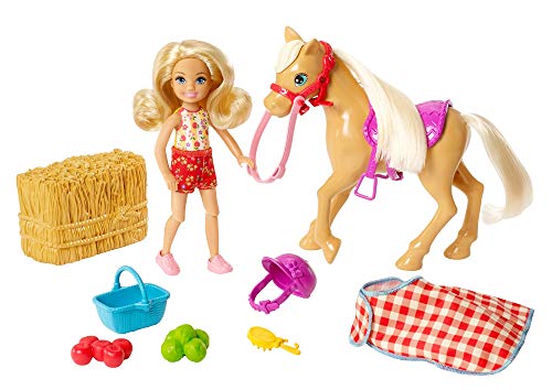 Barbie Playset di Fattoria Sweet Orchad, Bambola Chelsea con Pony e Accessori, Giocattolo per Bambini 3+ anni, GFF50