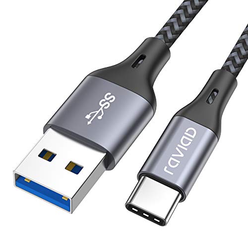 RAVIAD Cavo USB C a USB 3.0 A, Nylon Intrecciato Cavo USB Tipo C di Ricarica Rapida e Trasmissione per Samsung Galaxy S10/ S9/ S8, Huawei P30/ P20/ Mate20, Sony Xperia XZ, Xiaomi - 2M/6,6ft, Grigio