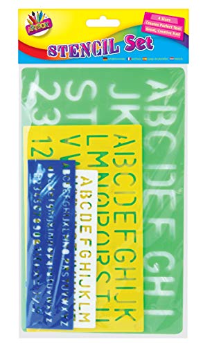 Artbox – 4 stencil con lettere e numeri, fai da te