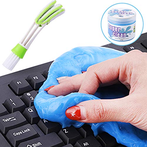 FineGood, detergente universale per tastiera con spazzola multifunzione, gel super pulente per la pulizia dello sporco con spazzola per PC, laptop, bocchetta d'aria, mobili