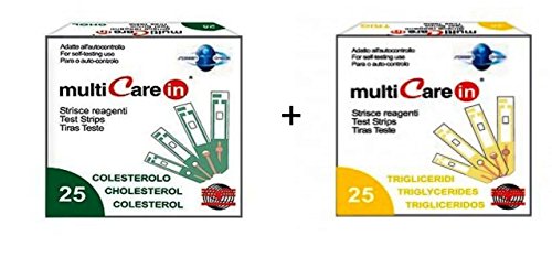 MULTICARE IN - 25 Strisce misurazione colesterolo + 25 Strisce misurazione trigliceridi