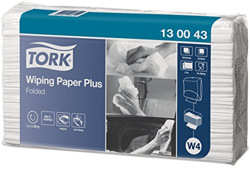 Tork 130043 Carta Plus per asciugatura QuickDry Premium, compatibile con il sistema W4 (per panni piegati), 2 veli, 1 conf. x 200 panni , colore bianco