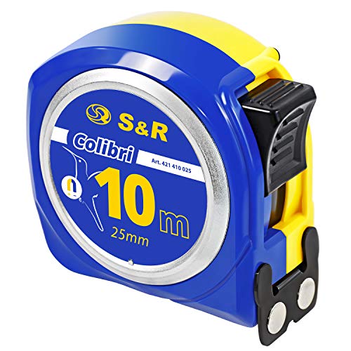 S&R Metro a Nastro 10M x 25mm. Flessometro Professionale, Compatto e Resistente.