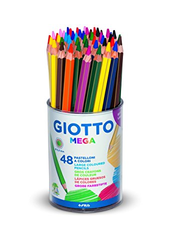 Giotto 518100 - Mega Maxi Pastelloni Colorati Barattolo 48 Pezzi