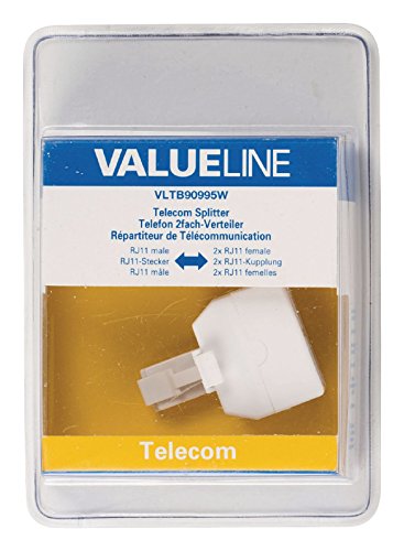 Valueline VLTB90995W Sdoppiatore Telefonico RJ11 Maschio - 2X Femmina, Bianco