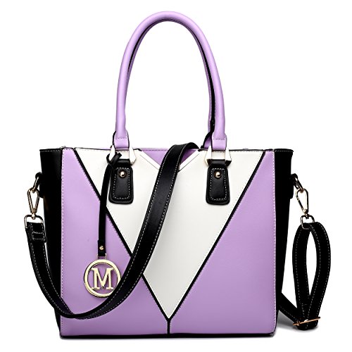 Miss Lulu Donna Borse a Mano Borsa Tote Tracolla in Pelle PU Borsetta da Donna (viola)