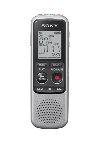 Sony ICD-BX140 Registratore Digitale Mono, Altoparlante Integrato, Jack Cuffie e Microfono, Memoria 4 GB, Batteria fino a 45 Ore, Nero/Argento
