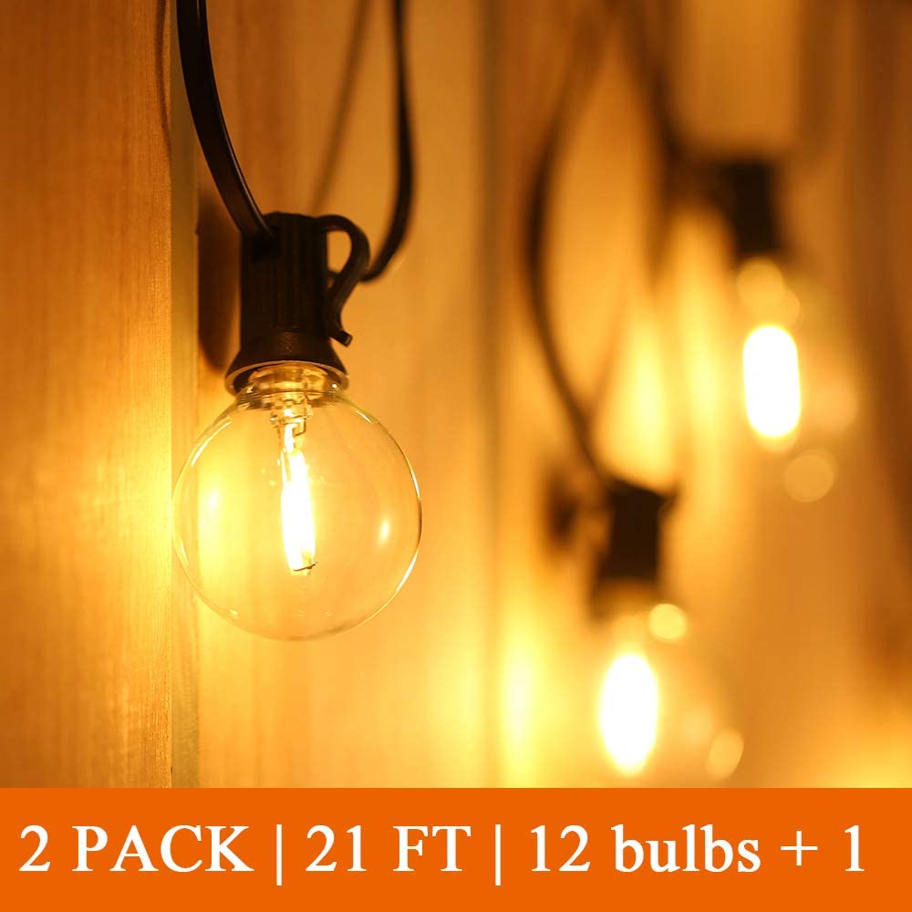 Catena Luminosa Esterno LED 24+2 Bulbi,Tomshine Illuminazione Giardino Luci Stringa Lampadina con 12X2+2 G40 LED Bulbi [Classe di efficienza energetica A+]