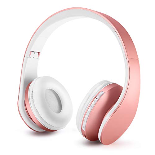 Zapig Cuffie per bambini wireless con microfono, Cuffie wireless per bambini Bluetooth, Cuffie per bambini stereo over-ear bluetooth pieghevoli-Oro rosa