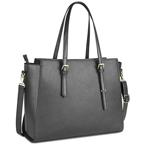 Borsa Donna Borsa Lavoro Donna Borsa Porta PC 15.6 Pollici Grande Borsa a Tracolla Impermeabile in Pelle PU Borsa Tote Shopper Grigio