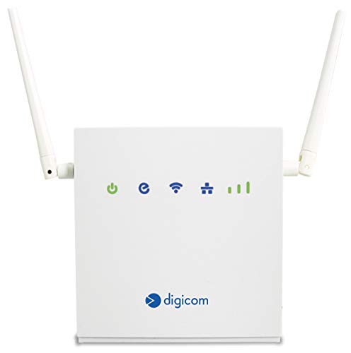 Digicom 4G LiteRoute. Router LTE Cat4 (150Mbps download e 50Mbps Upload 4G). 2 Porte LAN 10/100. Wi-Fi easy con WPS e fino a 300Mbps. Non richiede configurazione. Firewall