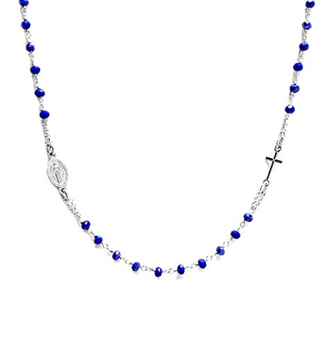 Collana rosario girocollo in Argento 925 e pietre BLU - Linea Italia gioielli Made in Italy