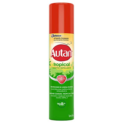 Autan Tropical Spray Insetto Repellente e Antizanzare Tigre, Comuni e Tropicali, 1 Confezione da 100 ml, Protezione di Lunga Durata
