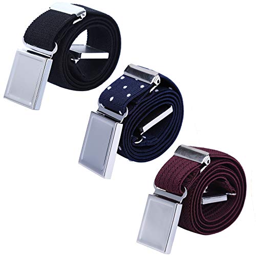 WELROG Cintura magnetica elastica per bambini - Ragazzi con cinturini elasticizzati regolabili Ragazze Cinture per bambini di AWAYTR (Ondulato Nero/Blu Navy Ondulato/Vino Rosso Ondulato)