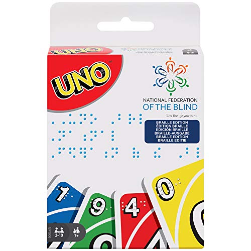 Mattel Games-Uno Versione Braille, per Non Vedenti, Gioco di Carte, GPG06