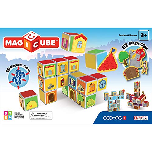 Geomag- Castles & Homes Gioco di Costruzione con Cubetti Magnetici, Multicolore, PF.331.144.00