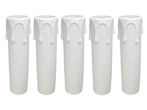 AMBROS® - Portalampada/candela di cristallo E14, 100 mm, in plastica, colore: bianco