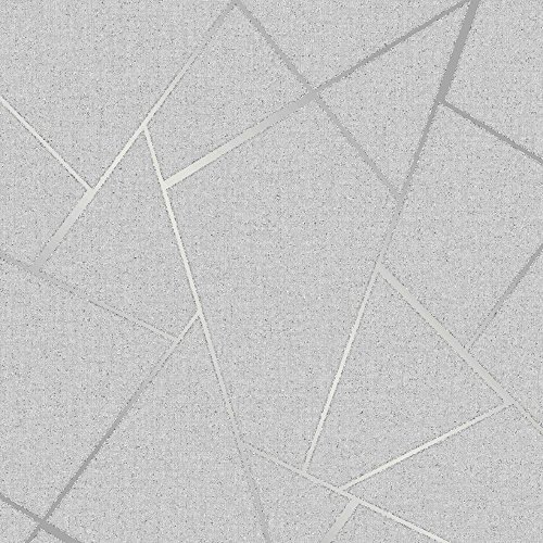 Fine Décor FD42280 Carta da parati, con effetto geometrico, colore argento