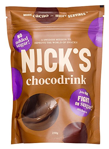 NICKS Chocodrink, vegan cioccolata calda, keto cioccolato istantaneo, cacao in polvere senza zuccheri aggiunti 250g (35 porzioni)