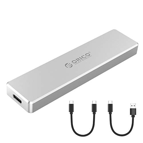 ORICO Alluminio M.2 NVMe SSD Enclosure, M-Key Ultra-Slim per USB3.1 Gen2 Type-C 10 Gbps External Hard Case Case, archiviazione Fino a 2 TB per Samsung 970 Evo / 970 PRO/Crucial P1-Argento