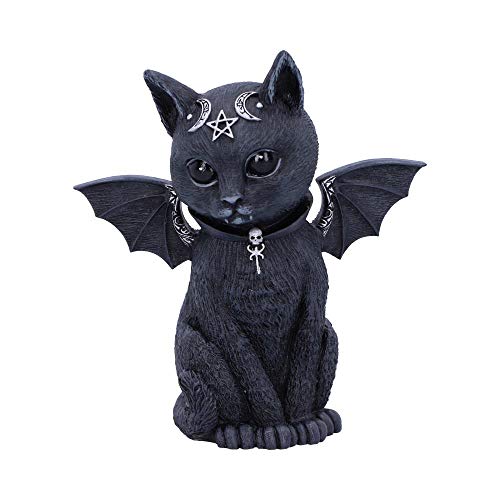 Nemesis Now Malpuss - Statuetta di gatto Occulto alato, in poliresina, nero e argento, 10 cm