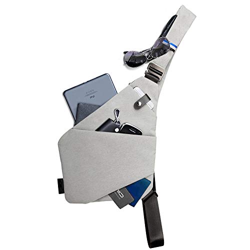 NIID-FINO NEO Sling Shoulder Crossbody Chest Bag Slim Zaino multiuso Daypack (grigio chiaro, sinistra)