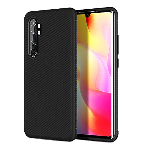 N/K Cover Compatibile con Xiaomi Mi Note 10 Lite, Custodia Silicone Slim, TPU Case Morbida[Fibra di Carbonio][Anti-Graffio][Antiurto] - Nero