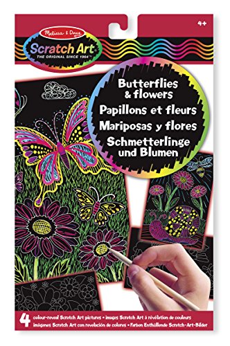 Melissa & Doug 15956 - Disegni Rivela, Colore Scratch Art: Farfalle e Fiori, Multicolore