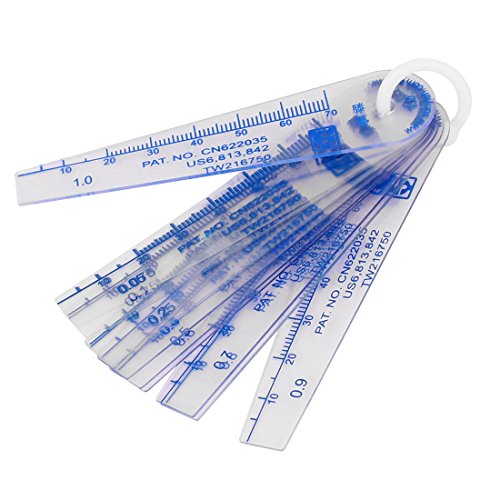 sourcingmap® 0.05-1mm plastica spessore Spessimetro strumento di misurazione 13 in 1