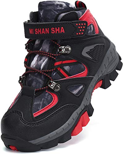 Mishansha Scarpone Trekking Ragazzi Foderato Scarpe da Montagna Bambini Scarpa da Escursionismo Calore Scarponi Neve Rosso Gr.36