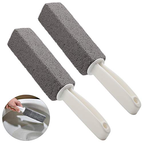 Mwoot 2pcs Naturale Pietra di Pulizia Pomice con Manico Bastone Pomice Gabinetto Anello Acqua Duro Pulitore per la Pulizia della Pentola/Vaso/Ruggine/Griglia/Ciotola/Piede Cura, Alta Densità