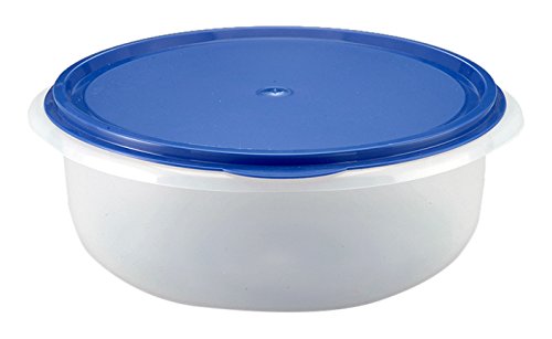 Axentia 231640 Ciotola per Lievitazione con Coperchio Rotonda, Bianco/Blu