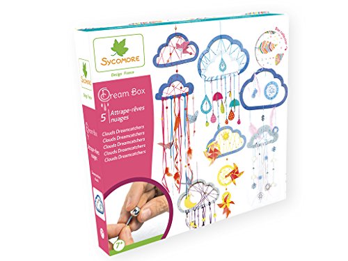 Sycomore-CRE2082 Kit di attività Creative Bambini-Acchiappasogni Nuvole-5 progetti-DIY-Dream Box Collector-A Partire dai 7 anni-Sycomore-CRE2082, Multicolore, CRE2082