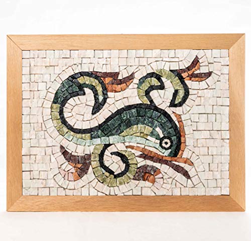 Idea Regalo Originale: Delfino - Kit mosaico fai da te - 32x23 cm - tessere di mosaico in marmi policromi selezionati di Origine Italiana.