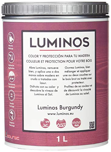 Luminos LUM1112 -BURGUNDY - Lasure Vernice per legno esterno, colore bordeaux, 2,5 l