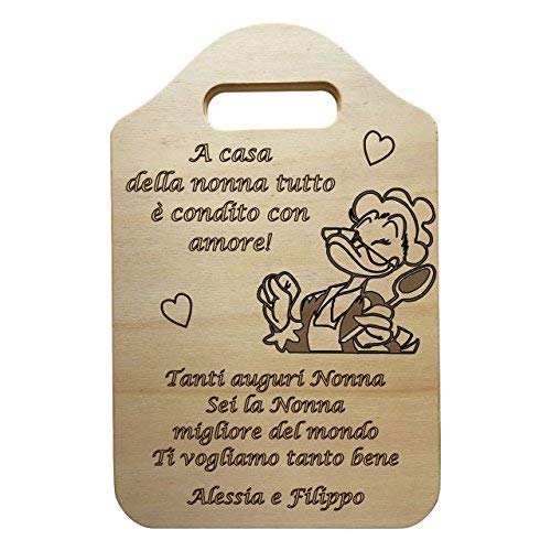 TAGLIERE decorativo in legno grande 30x20x1 cm in LEGNO personalizzabile IDEA regalo per Festa Dei Nonni