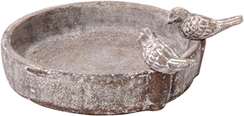 dobar 12971 - Abbeveratoio rotondo per uccelli con due uccelli, in ceramica per uccelli selvatici, colore: Grigio pietra
