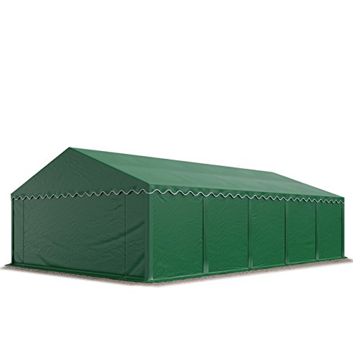 TOOLPORT Tendone Deposito 5 x 10 m PVC ca. 500g/m² Verde Scuro Gazebo Magazzino Tenda Capannone