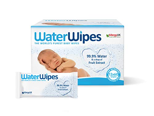 WaterWipes Salviettine Umidificate per la pelle sensibile dei bambini, 99,9% di acqua purificata, 12 Confezioni da 60