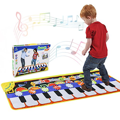 RenFox Tappeto Musicale, Piano Mat Tastiera Danza Stuoia Strumento Musicale 5 modalità e 8 Suoni, Tappeto Musicale Tocco Mat Bambini Educativo Giocattolo(110 * 36 cm)